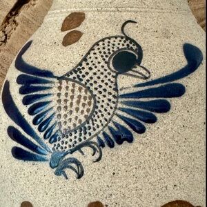 Large Vintage Sandstone Tonala Folk Art Hand Painted